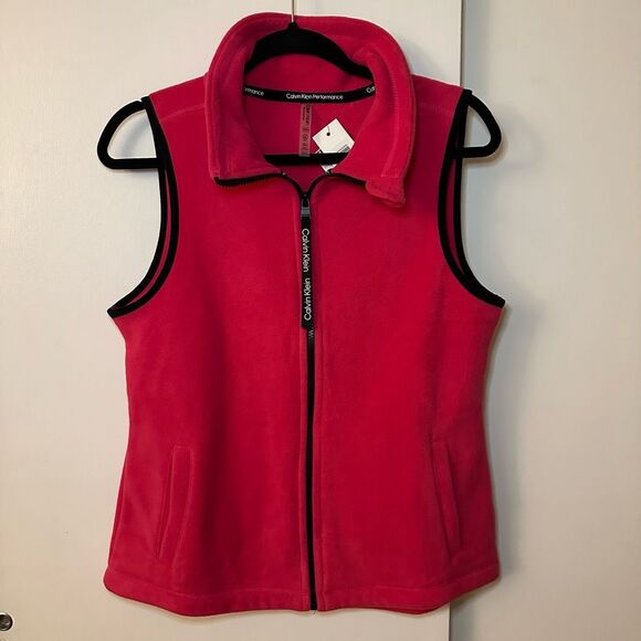 Calvin Klein Performance Small Fleece Zipper Active Womens Vest Hot Pink NWT - Picture 1 of 9